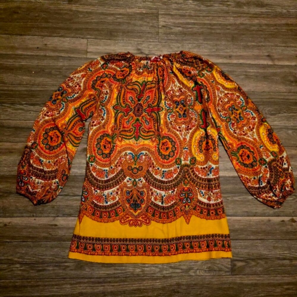 1960's Boho  Paisley Print Mini Dress